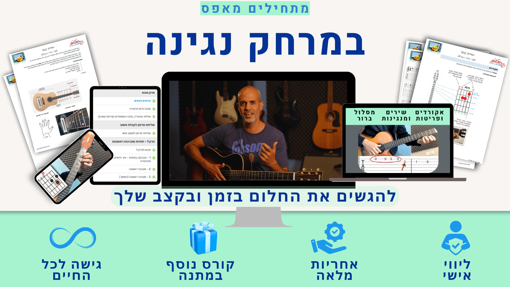 במרחק נגינה - קורס גיטרה למתחילים